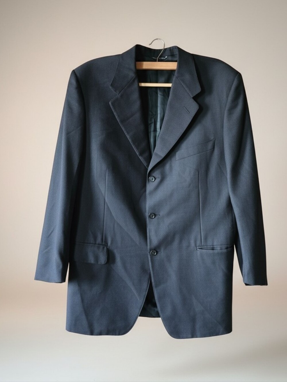 Canali Black Wool Sport Coat Blazer Single Breasted Size 54 R